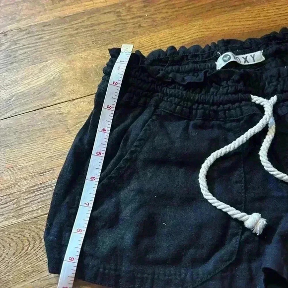 Roxy Black Linen Draw String Shorts, XS - Picture 5 of 6